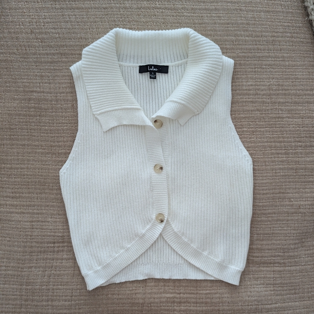Lulu's White V-Neck Sweater Vest